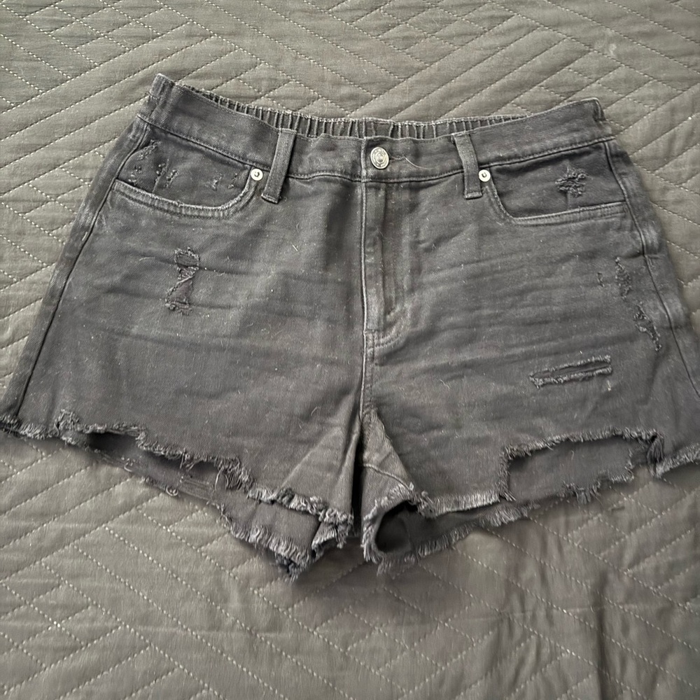 Aerie Charcoal Distressed Jean Shorts